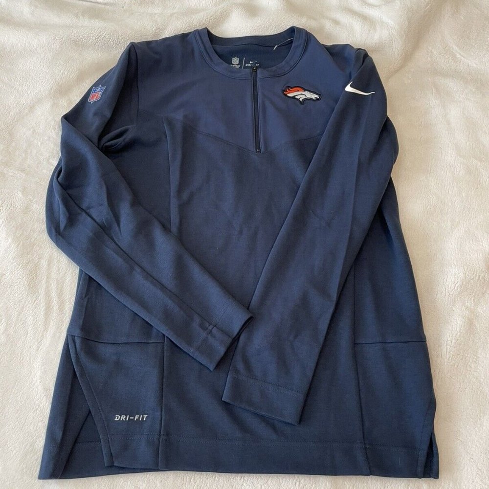 NWOT Nike NFL Denver Broncos On-Field 1/4 Zip Navy Blue Jacket Sz S